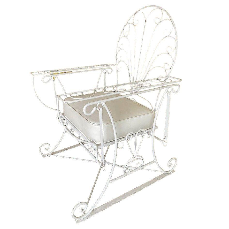 Ferro Sedia a dondolo da giardino/esterno in filo di ferro con braccioli a scorrimento, coppia in vendita