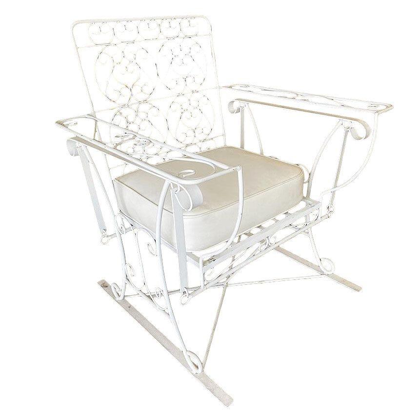 Sedia a dondolo da giardino/esterno in filo di ferro con braccioli a scorrimento, coppia in vendita 3