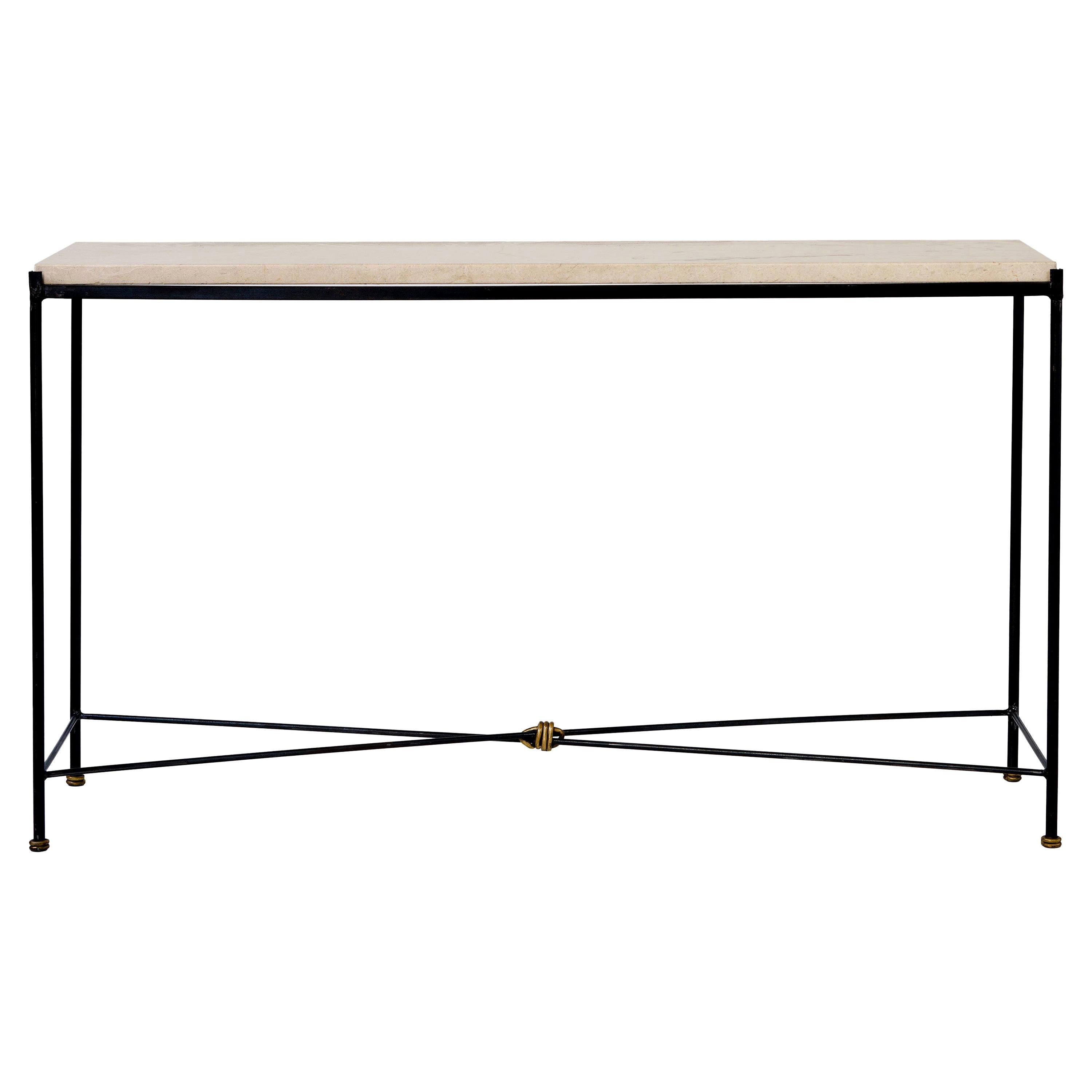 Contemporary Iron Console with Stone Top