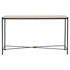Contemporary Iron Console with Stone Top