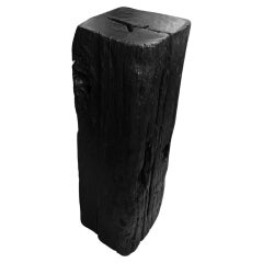 Iron Wood "ulin" Pedestal Burnt Finish Stunning Wood Textures, Modern Organic