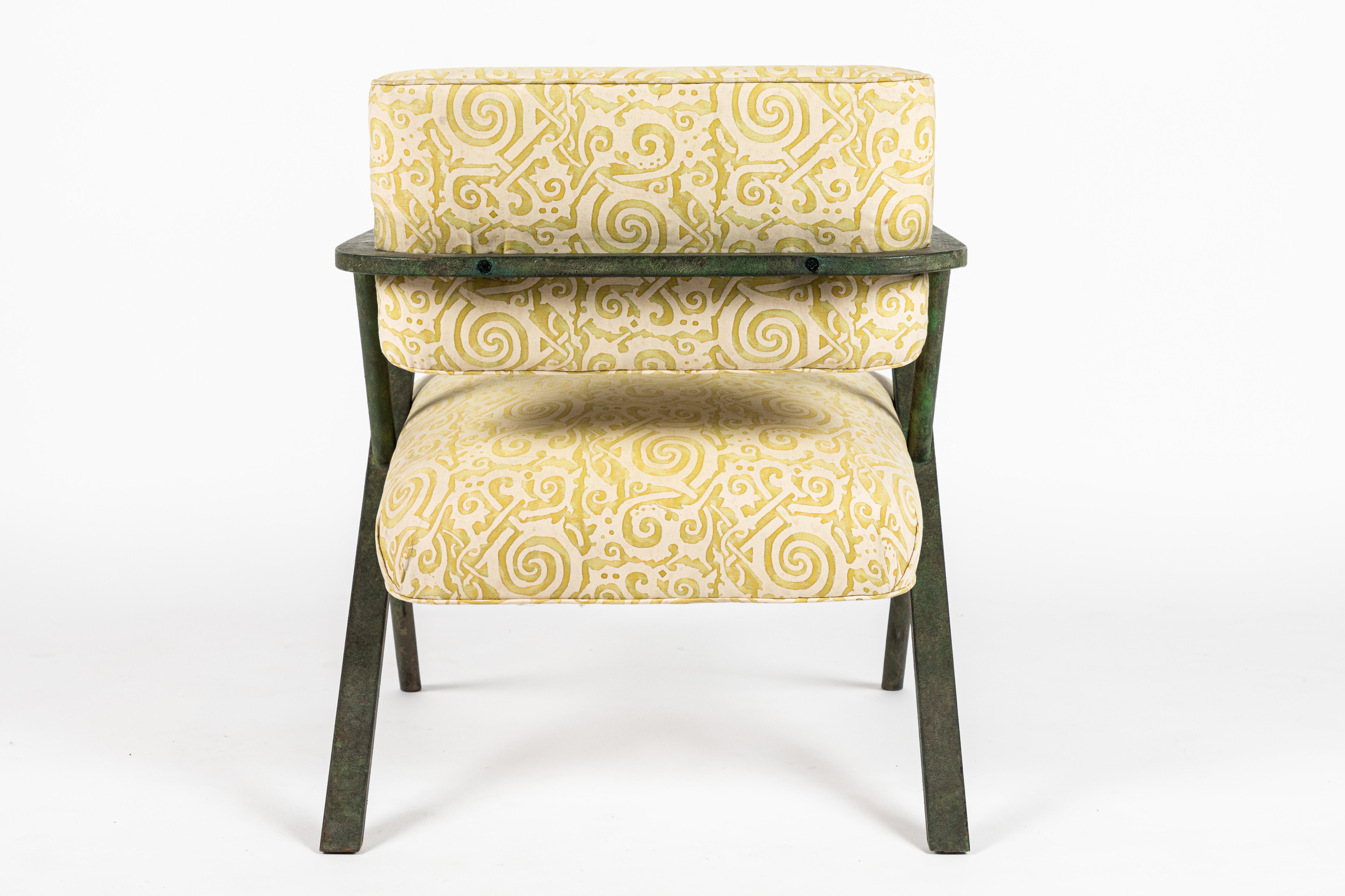 Fabric Iron X Chair designed by William Haines