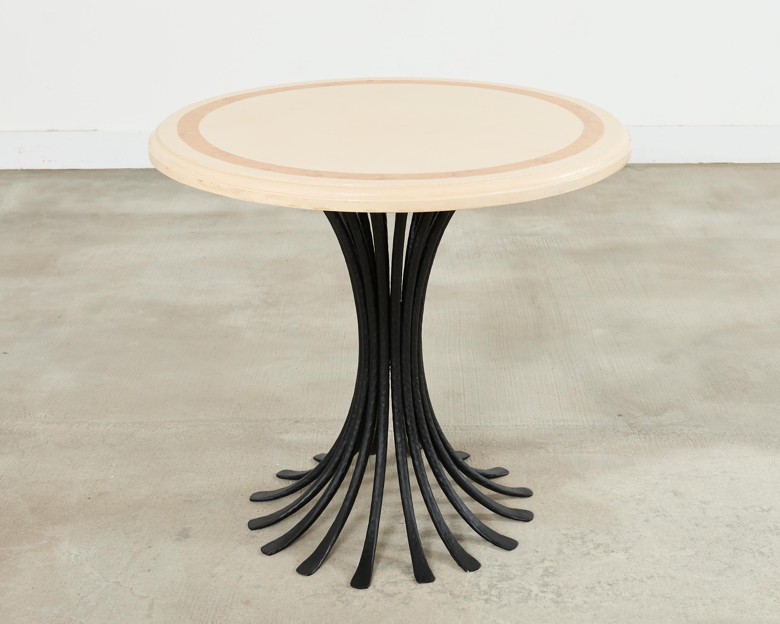 Neoclassical Ironies Aslo Stone Top Pedestal Center Dining Table For Sale