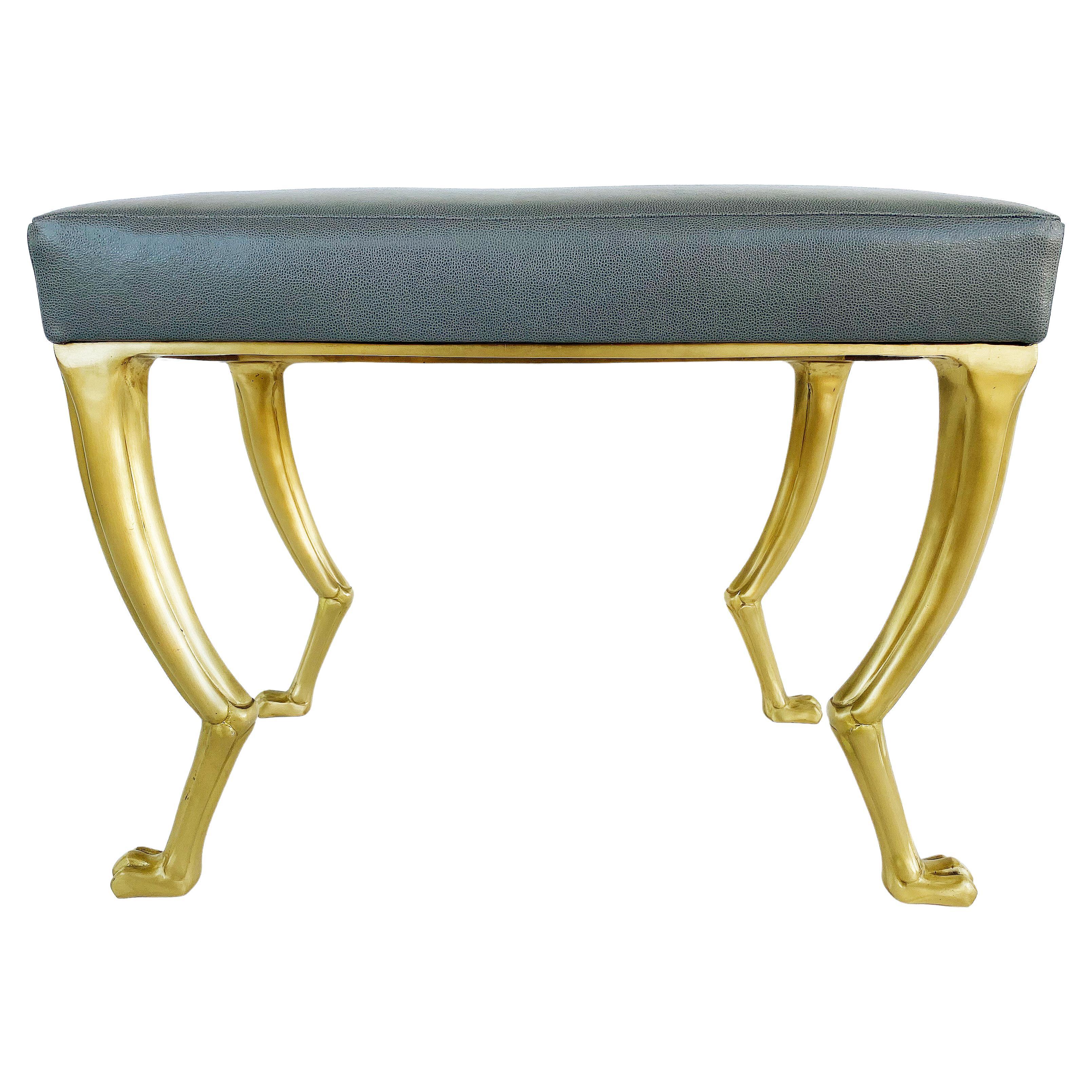 Bench aus vergoldeter Bronze von Ironies mit Knie und Pfotenfüßen im Angebot