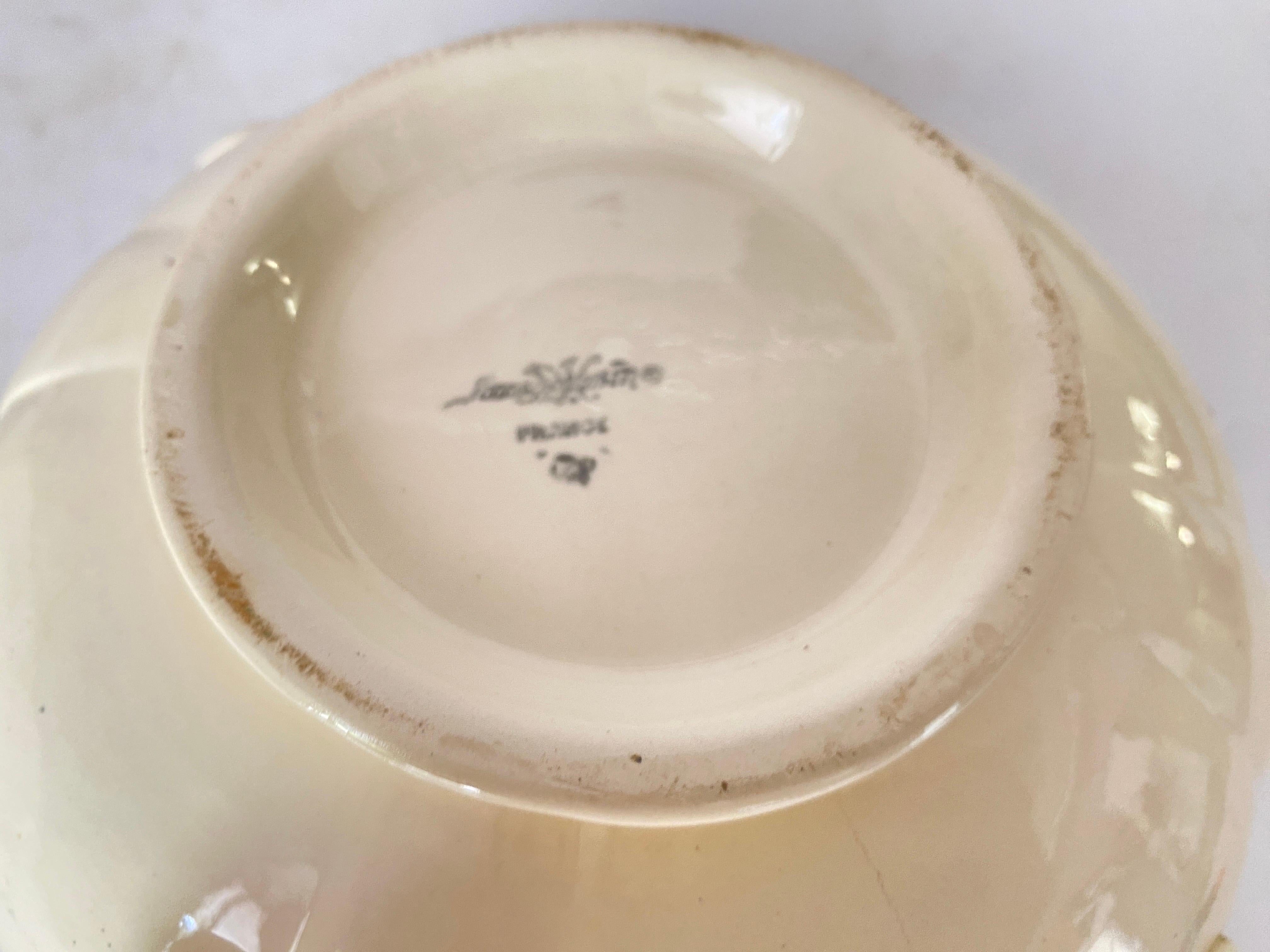 French ironstone Bowl or Vide Poche white color circa 19th Century France Sarreguemines For Sale