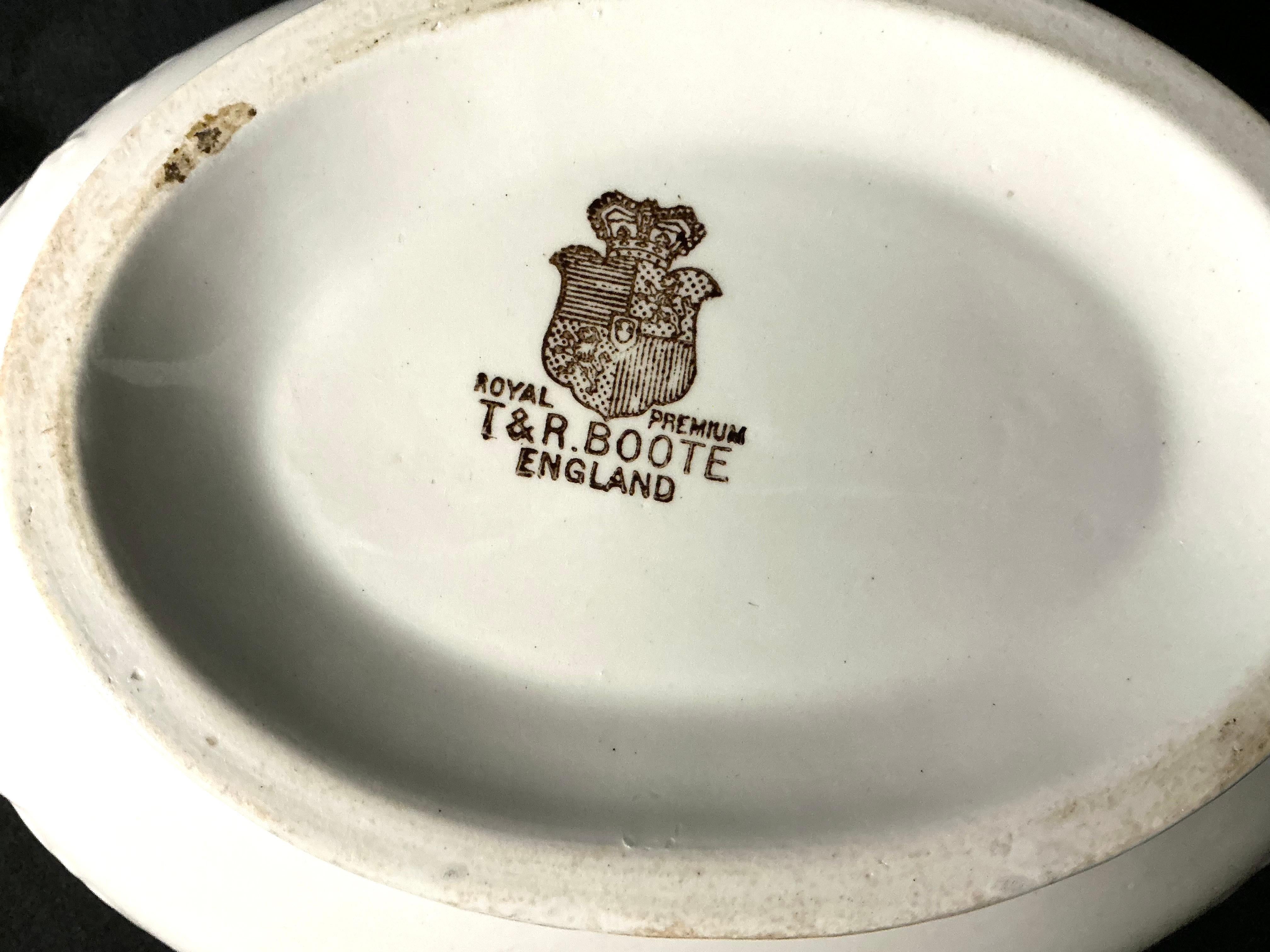 Gemüseterrine aus Eisenstein mit Deckel von T & R Boote, England im Angebot 4