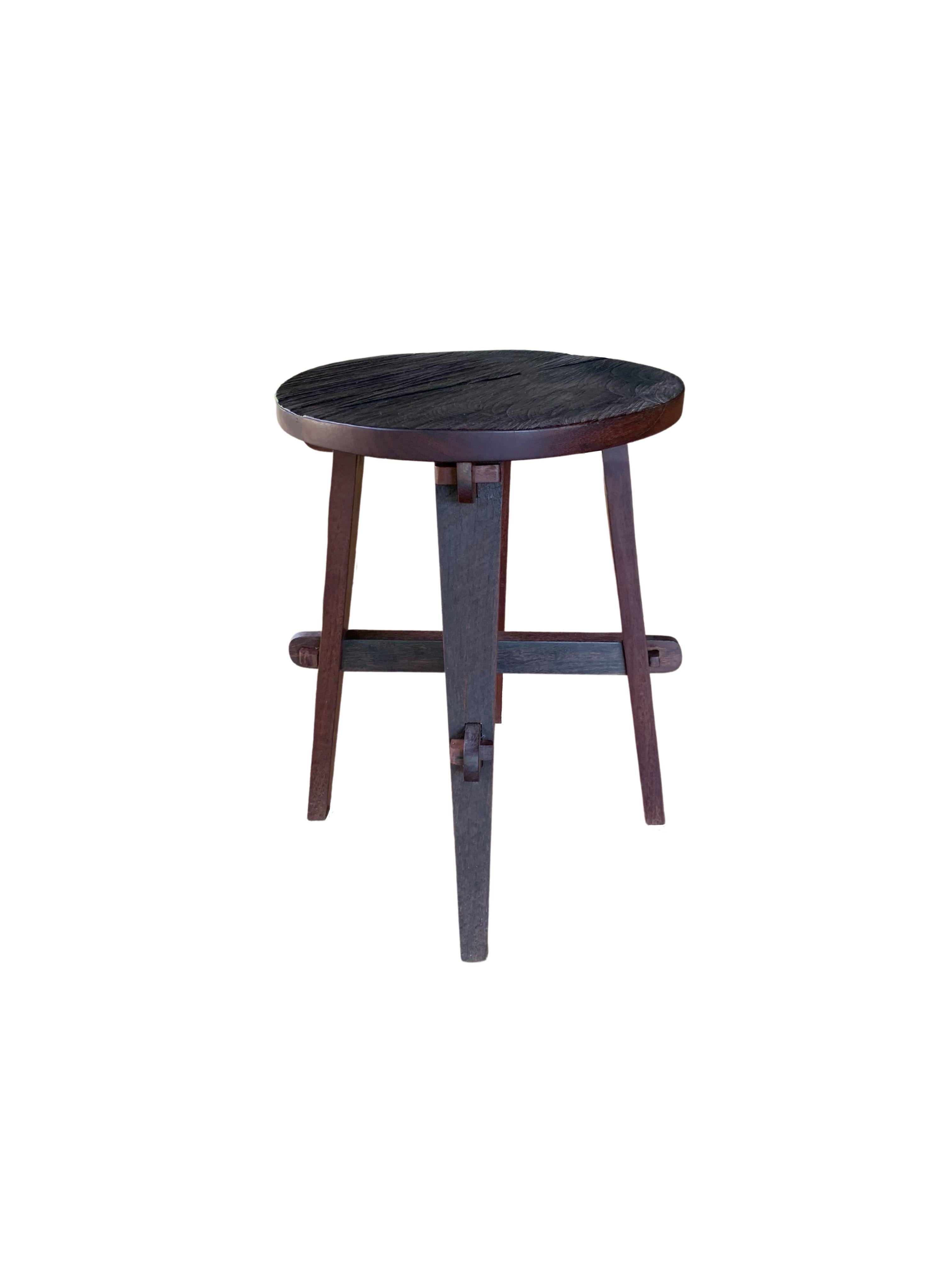 Organic Modern Ironwood Stool Modern Organic, Hand Crafted with Artisanal Wood Joinery For Sale