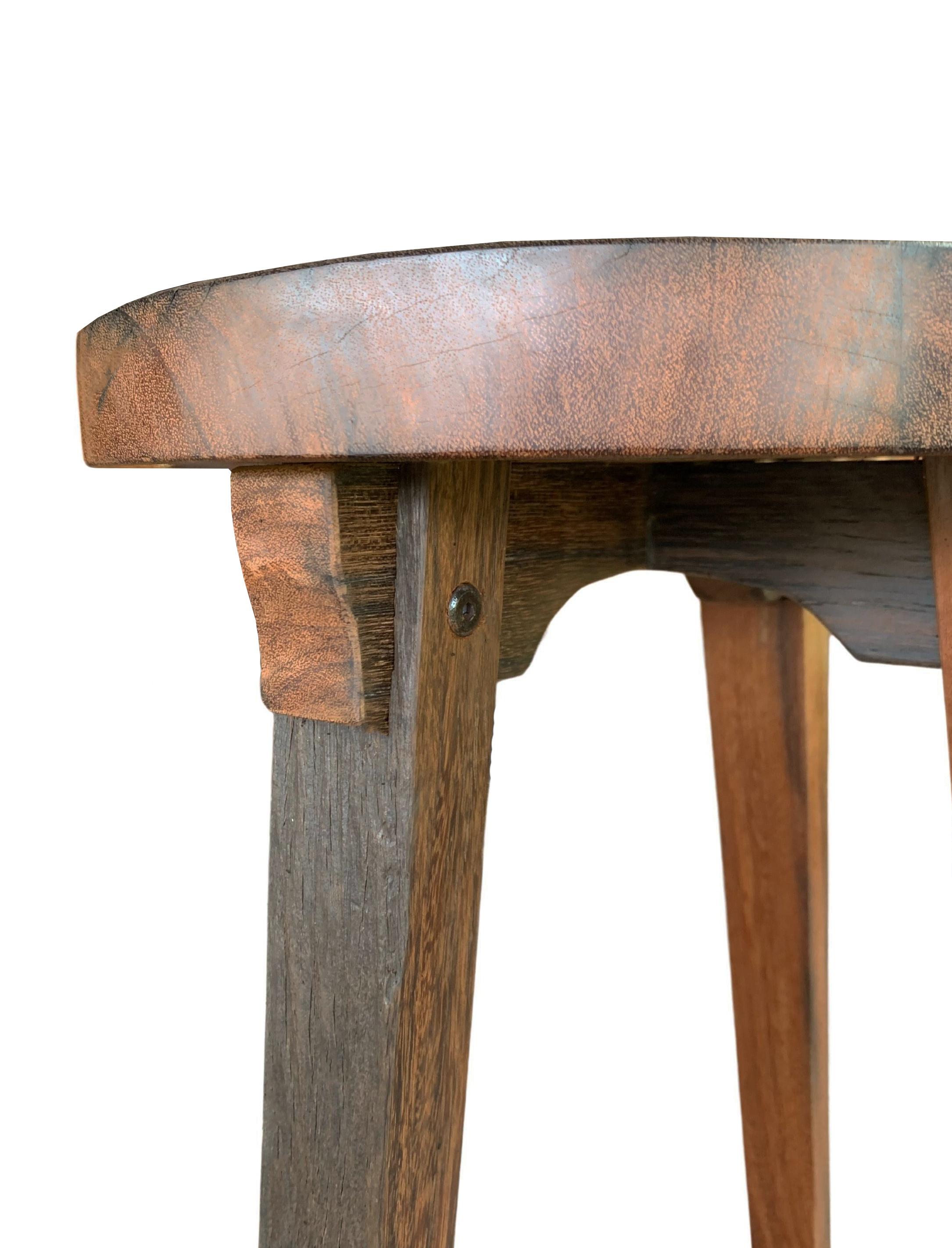Organic Modern Ironwood Stool Modern Organic, Hand Crafted with Artisanal Wood Joinery For Sale