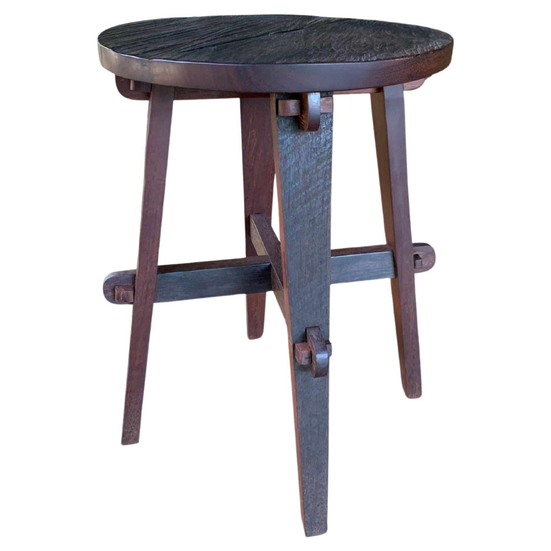 Ironwood Stool Modern Organic, Hand Crafted with Artisanal Wood Joinery For Sale