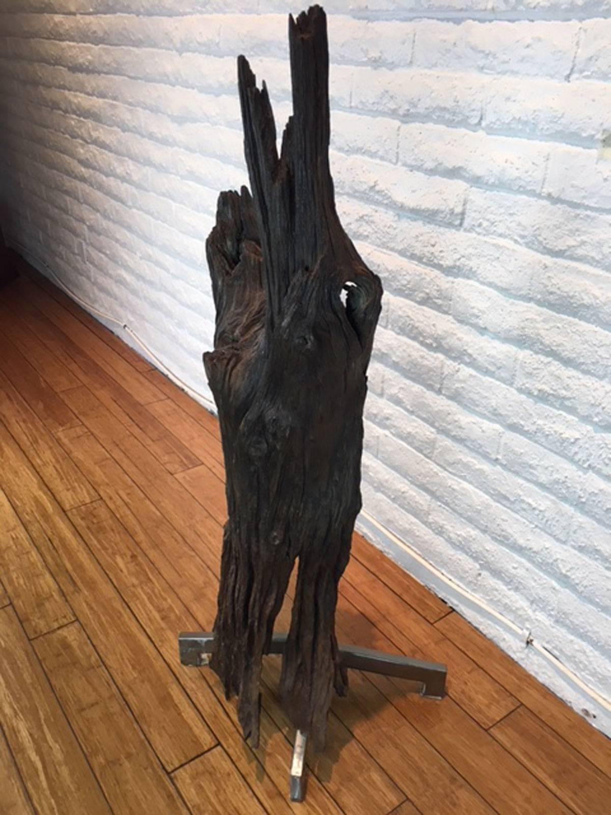 Natural ironwood mounted and made by master wood artist and designer Scott Mills who only uses reclaimed (deadfall or storm downed trees) in the pieces he designs and produces. This piece is big, solid, eye-catching, and heavy. Appropriate for home