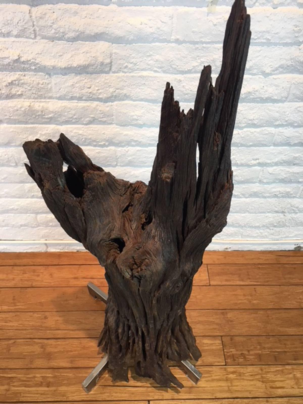 American Ironwood and Steel Sculpture For Sale