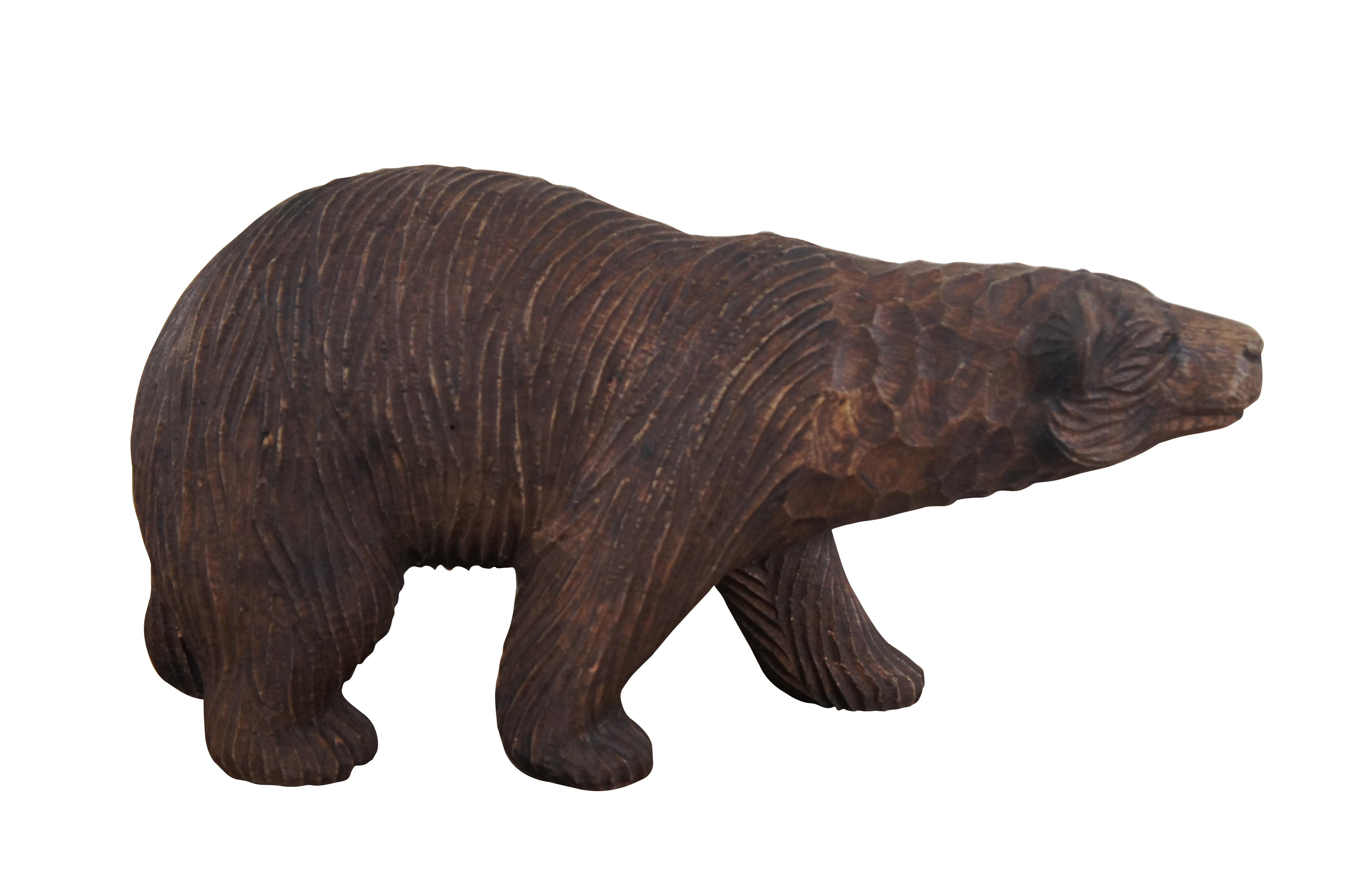 Adirondack Ironwood Carved Grizzly Bear Sculpture Figurine Rustic Log Cabin Adirondak  For Sale