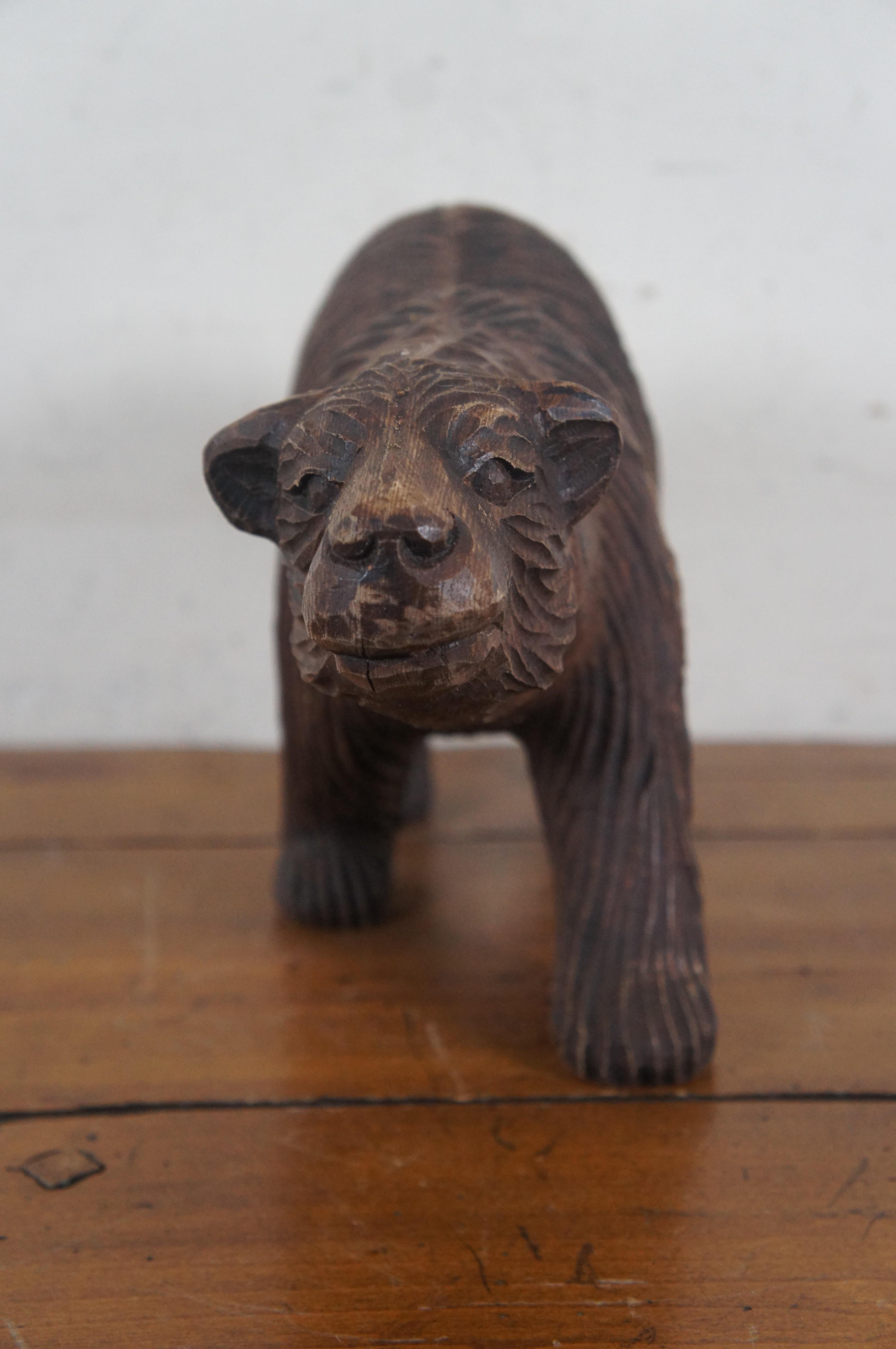 20th Century Ironwood Carved Grizzly Bear Sculpture Figurine Rustic Log Cabin Adirondak  For Sale