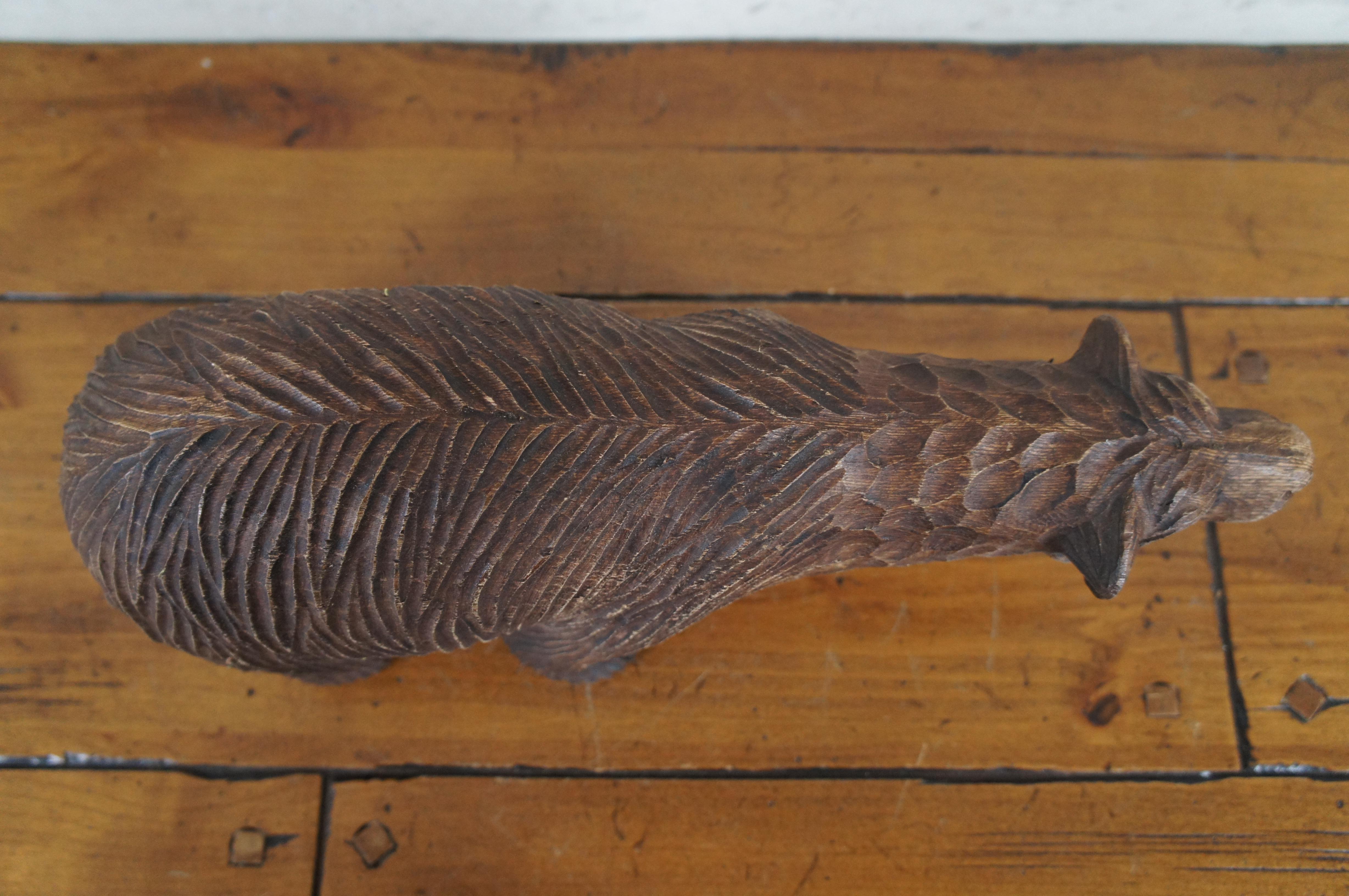 Hardwood Ironwood Carved Grizzly Bear Sculpture Figurine Rustic Log Cabin Adirondak  For Sale