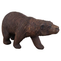Antique Ironwood Carved Grizzly Bear Sculpture Figurine Rustic Log Cabin Adirondak 