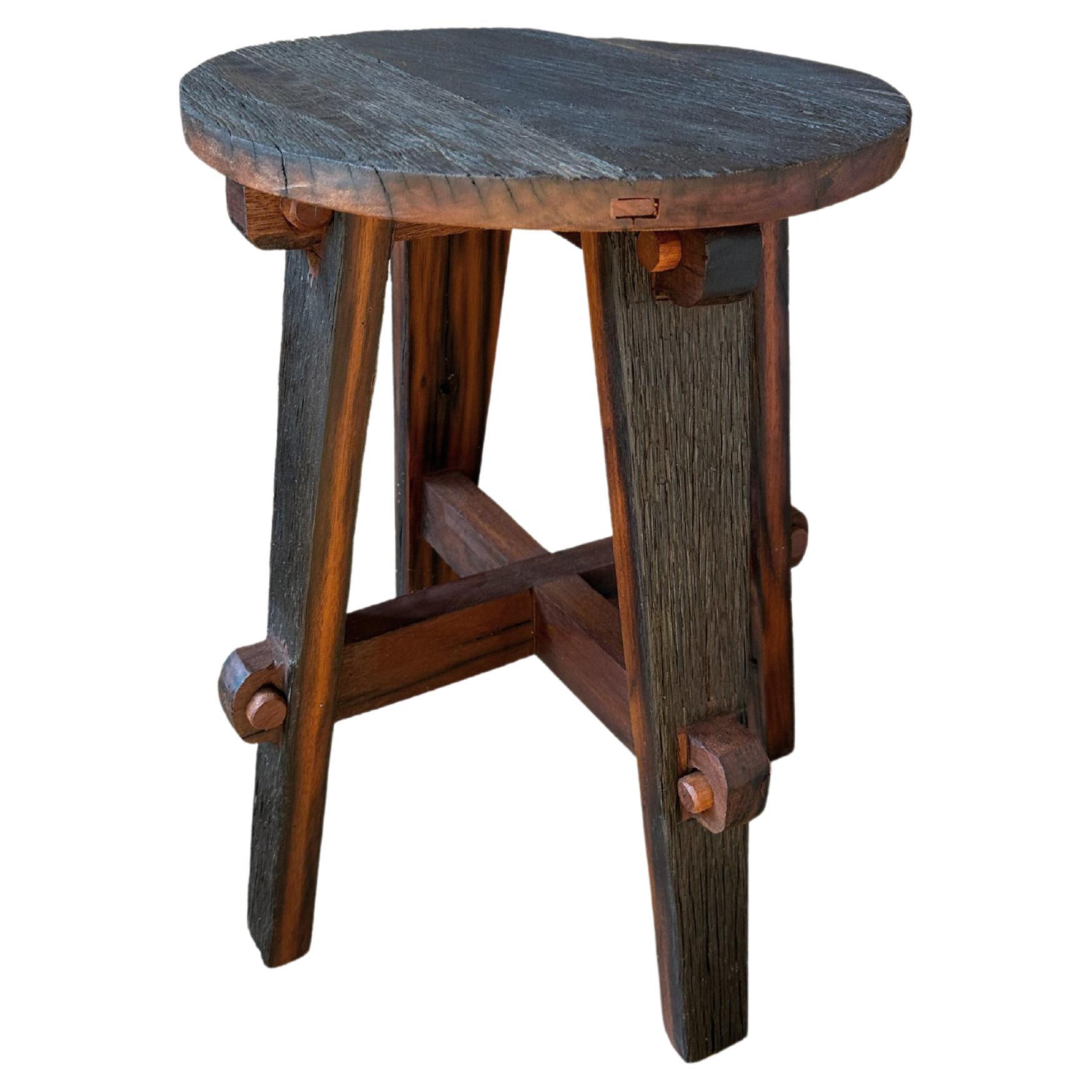 Ironwood Stool Modern Organic, Hand Crafted with Artisanal Wood Joinery For Sale