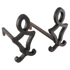 Ironwork for the Hearth: Early 20th C. Wrought Iron Andirons