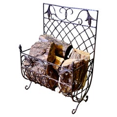 Ironwork Log Basket  An unusual piece with tolewear decoration