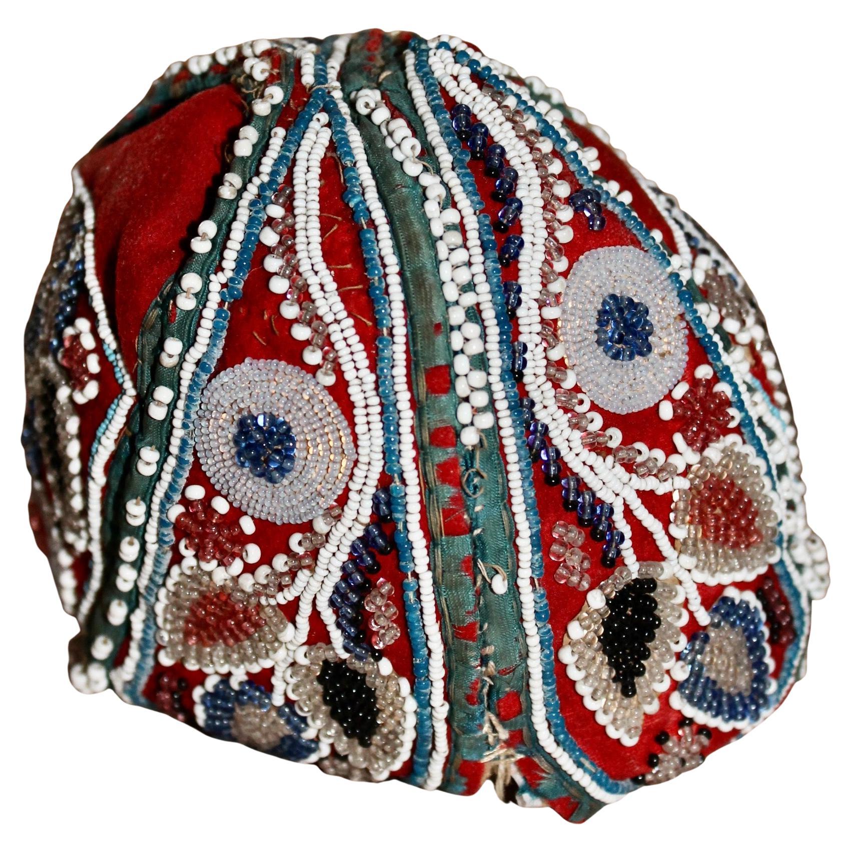 Iroquois (Haudenosaunee) Beaded Child's Cap