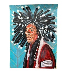 Iroquois Native American Portrait Painting Turtle Clan Warrior - Signed
