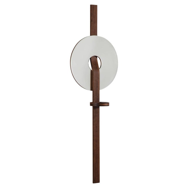 Irpin Disk Shaped Brown Wall Mirror For Sale at 1stDibs
