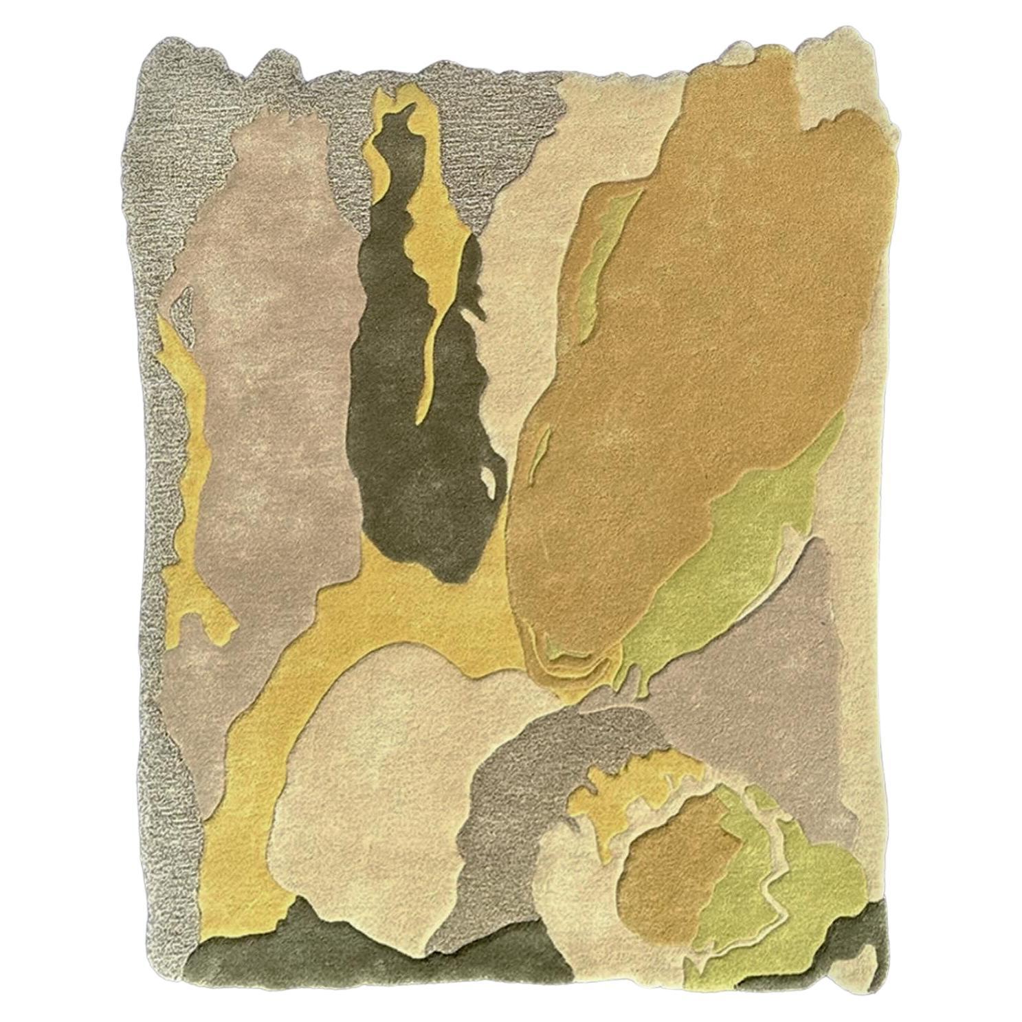 Irregular Abstract Modern Rug Green ' Misshapes ' by RAGHOME For Sale