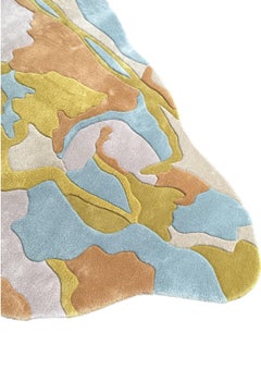 Irregular Abstract Organic Shape Hand Tufted Wool Rug Pastel Colours by RAG Home