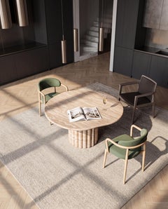 Irregular Form Round Travertine Natural Stone Table - Round Marble Table