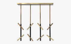 Irregular Quadrilateral Pendant Brass Metal Adjustable Lighting
