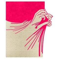 Irregular Shape Hand-Tufted Modern Abstratct Print  Rug Viva Magenta & White