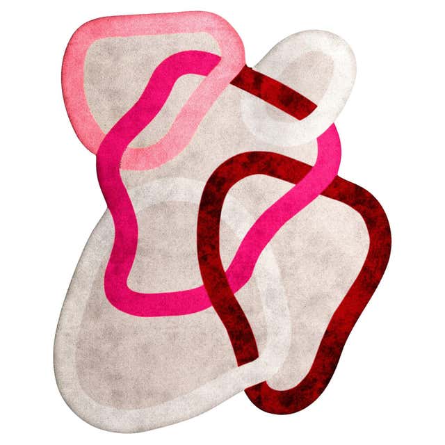 21st Century Modern Abstract Irregular Shape Pastel Hand-Tufted Rug ...