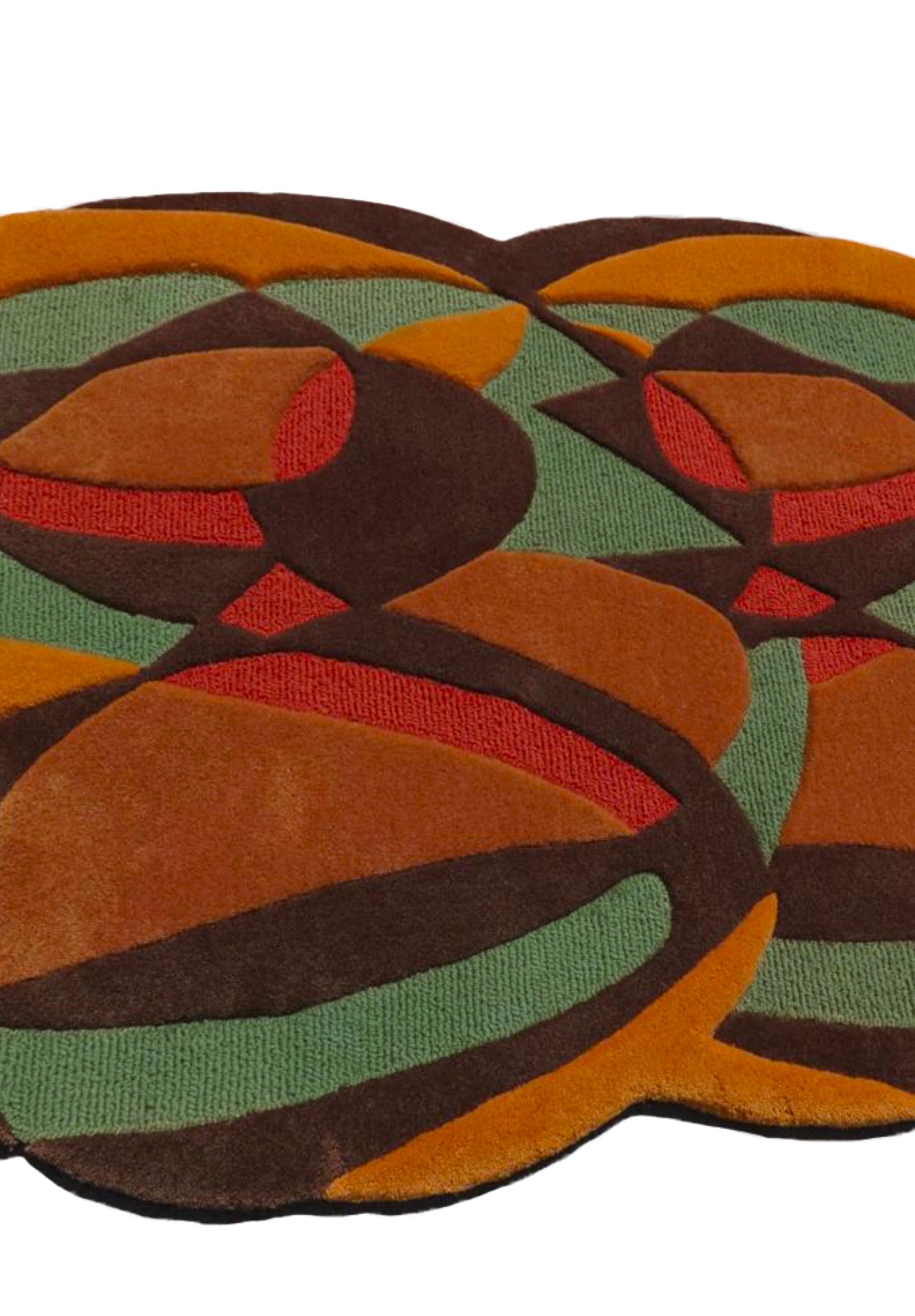 Handgetufteter Teppich „Honey Pie“ von RAG HOME in unregelmäßiger Form im Mid-Century-Stil (Moderne der Mitte des Jahrhunderts) im Angebot
