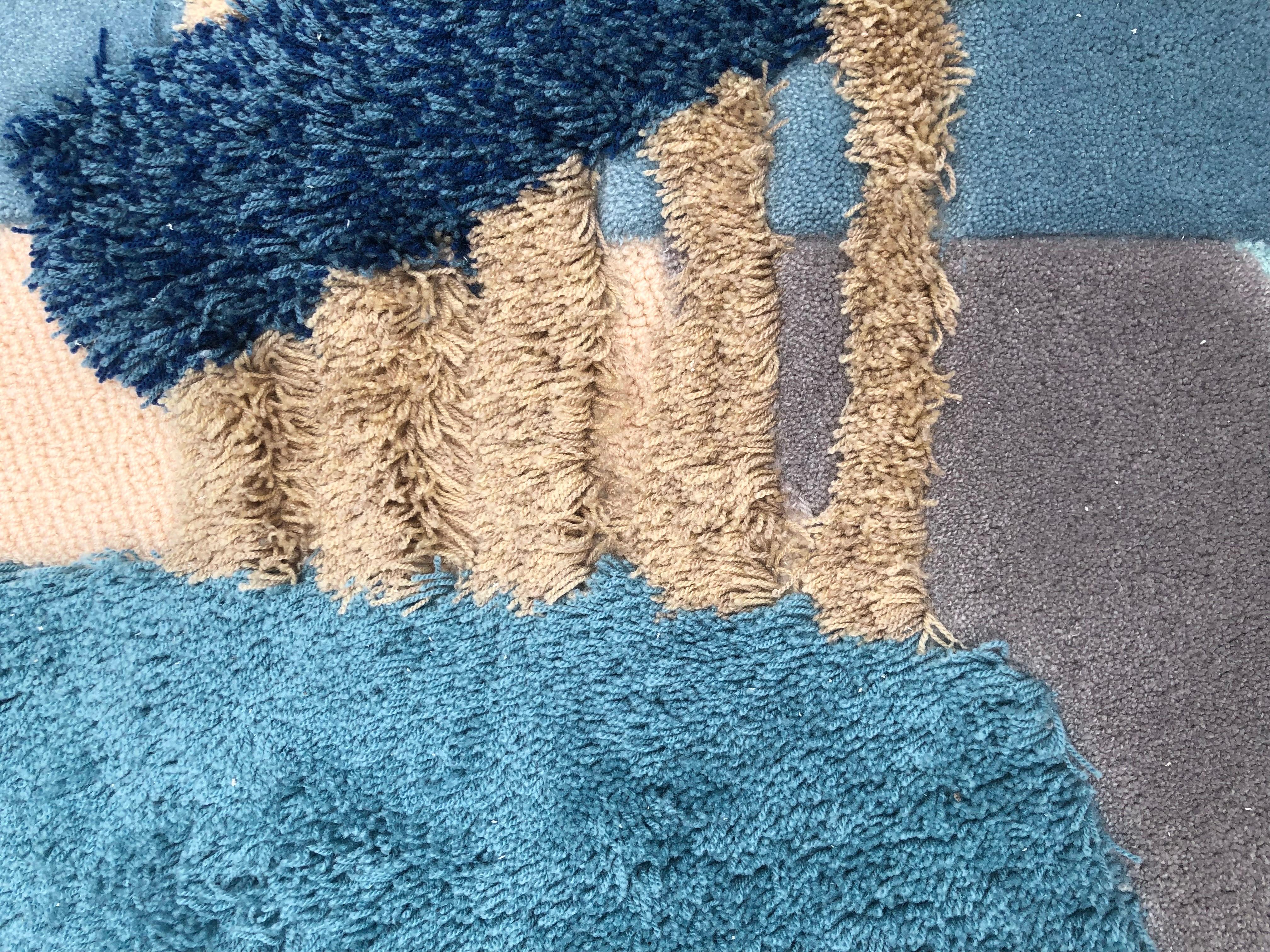 Unregelmäßige Form Moderner Stil mit blauem grünem grauem Teppich von RAG HOME im Angebot 4