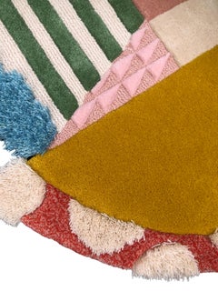 Irregular Shape Viscose Wool Rug Pink Blush, Blue, Green 'IRO-IRO' by Rag Home