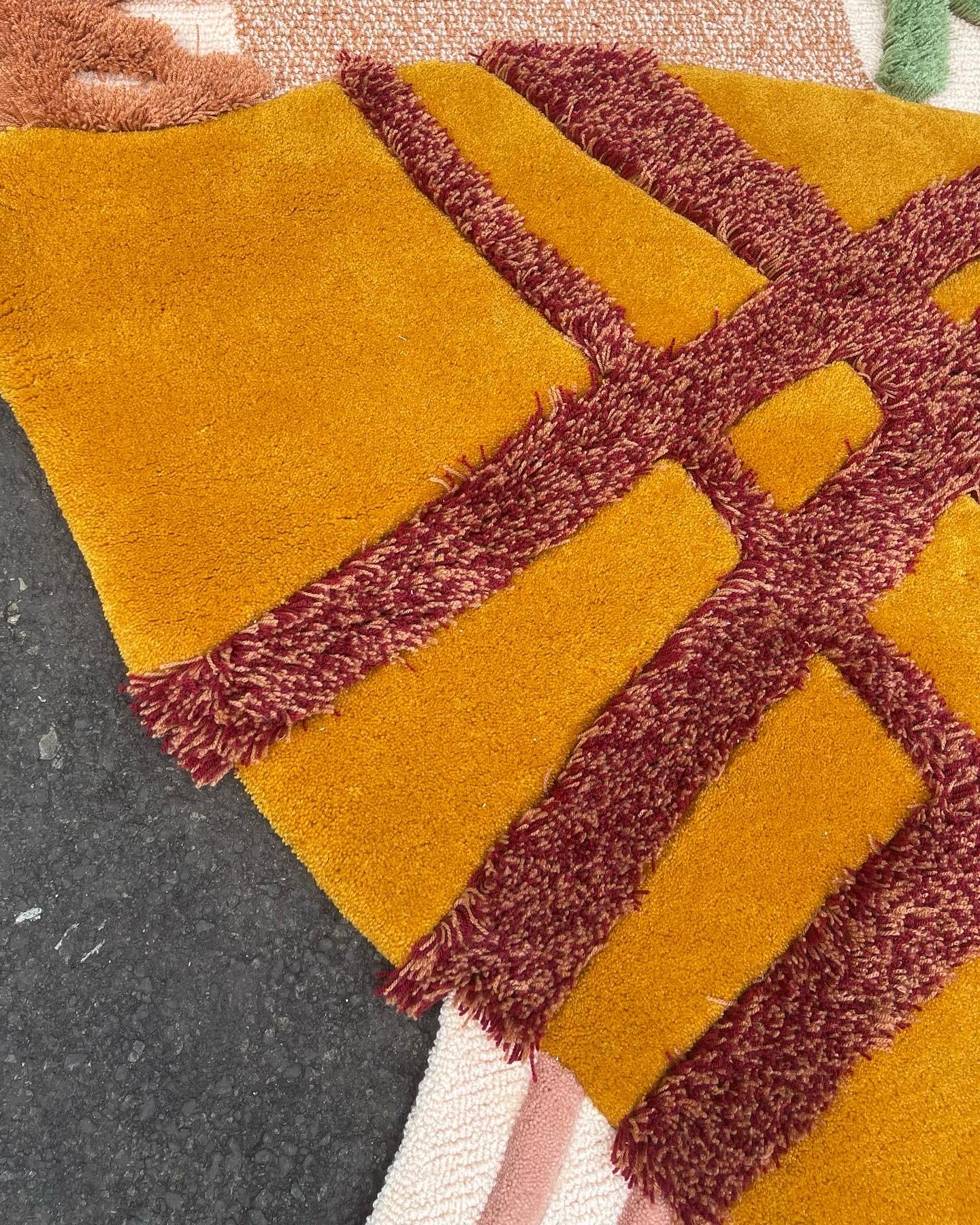 Hey Archie Rug is made with a combination of Terracotta green and a touch of maroon.

Original designed by Rannisa Soraya from RAG Home Jakarta
Hand-tufted carpet with mixed carving embossed methods and colours. 
It can be customised in size.