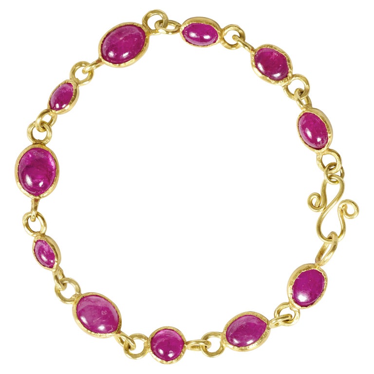Irregular Shaped Cabochon Ruby Bracelet Set in 18kt Gold For Sale at ...