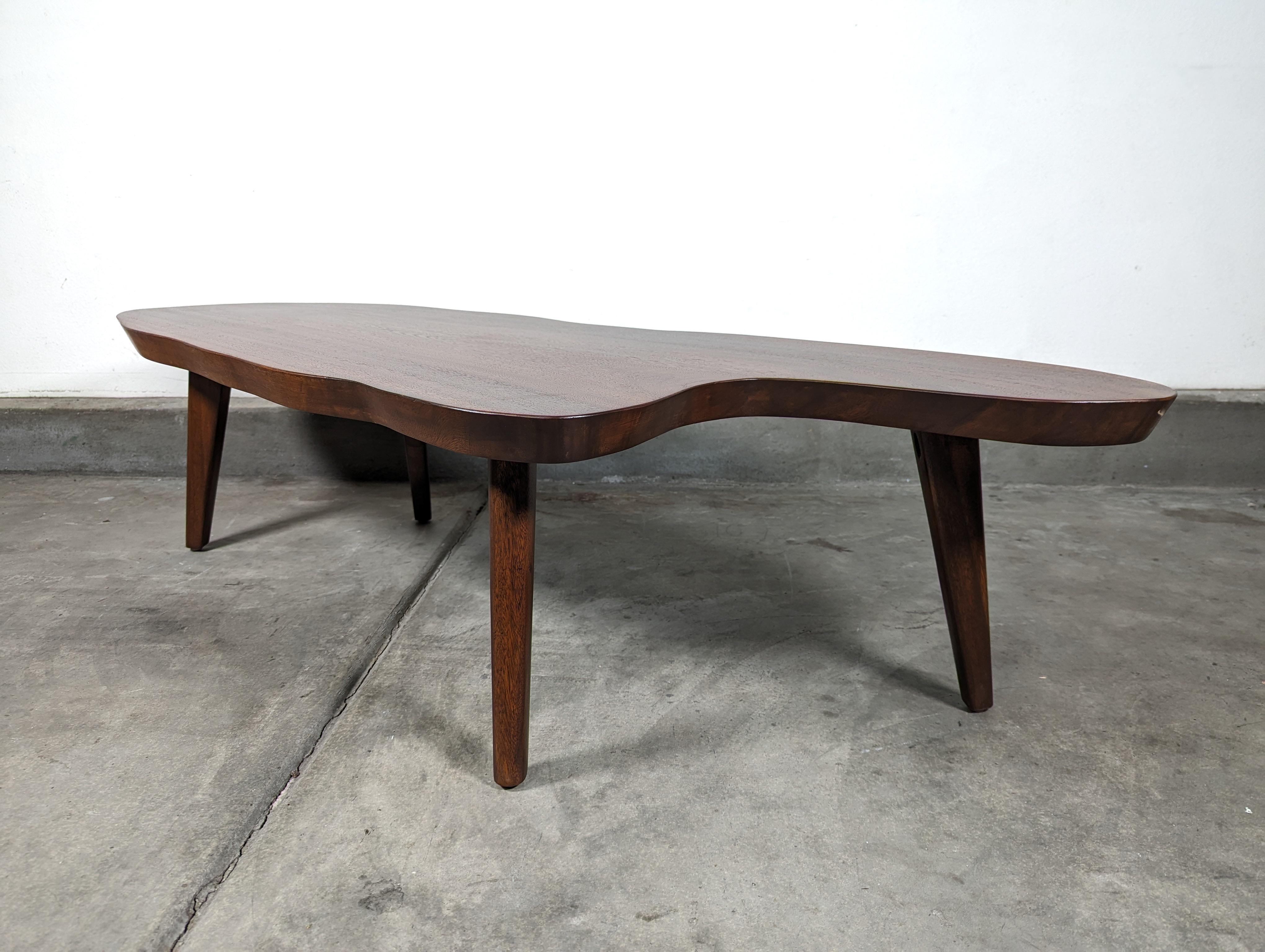 Wood Irregular Shaped Mid Century Modern Mokey Pod Coffee Table