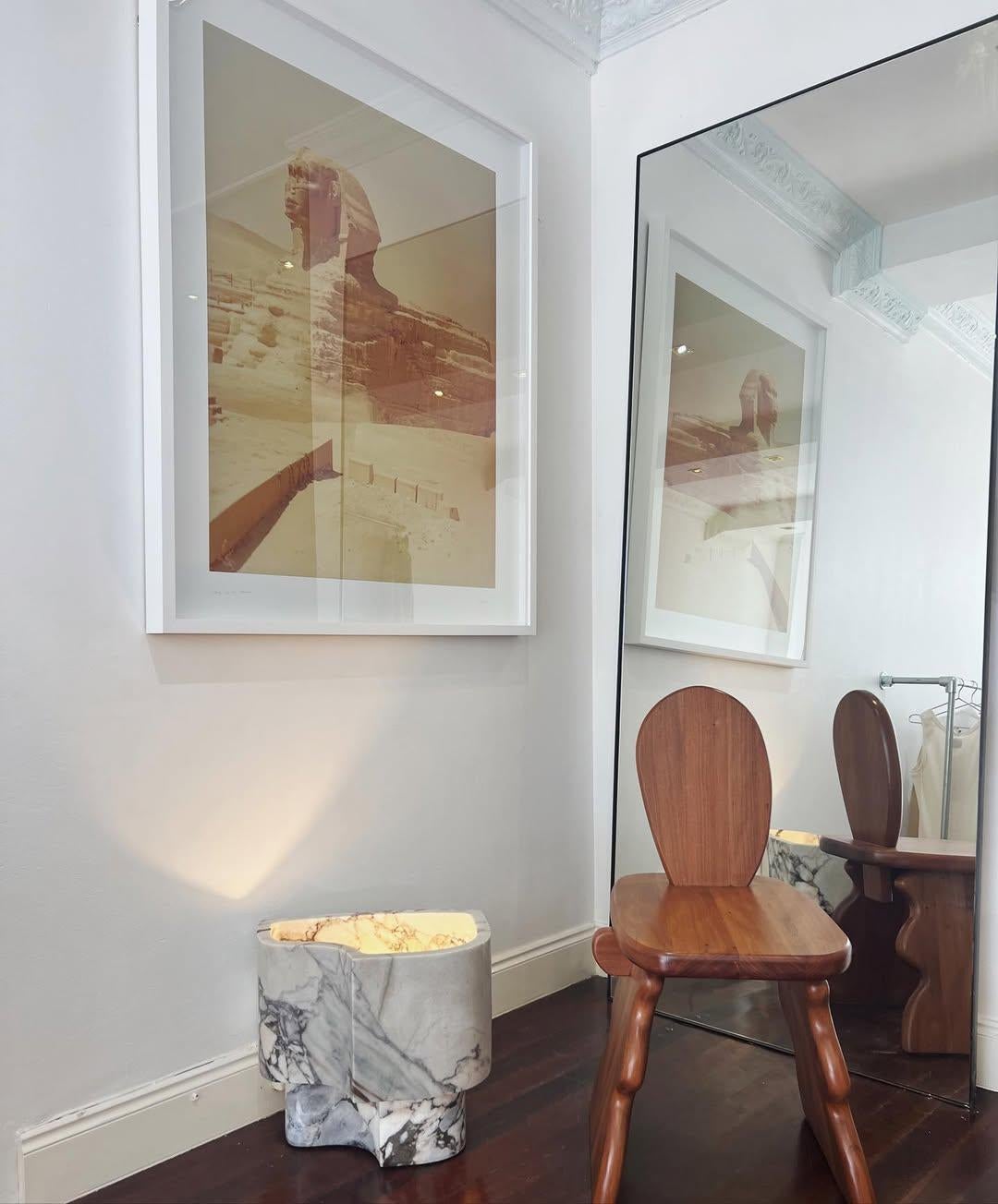 Irregular Top Black and White Marble Offset Lamp by Henry Wilson For Sale 3
