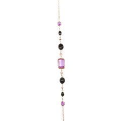 AMETHYST Black Jade Diamonds Rose Gold Necklace
