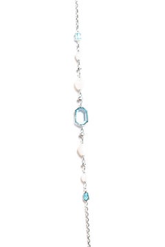 SKY BLUE TOPAZ Moonstones Diamonds White Gold Necklace