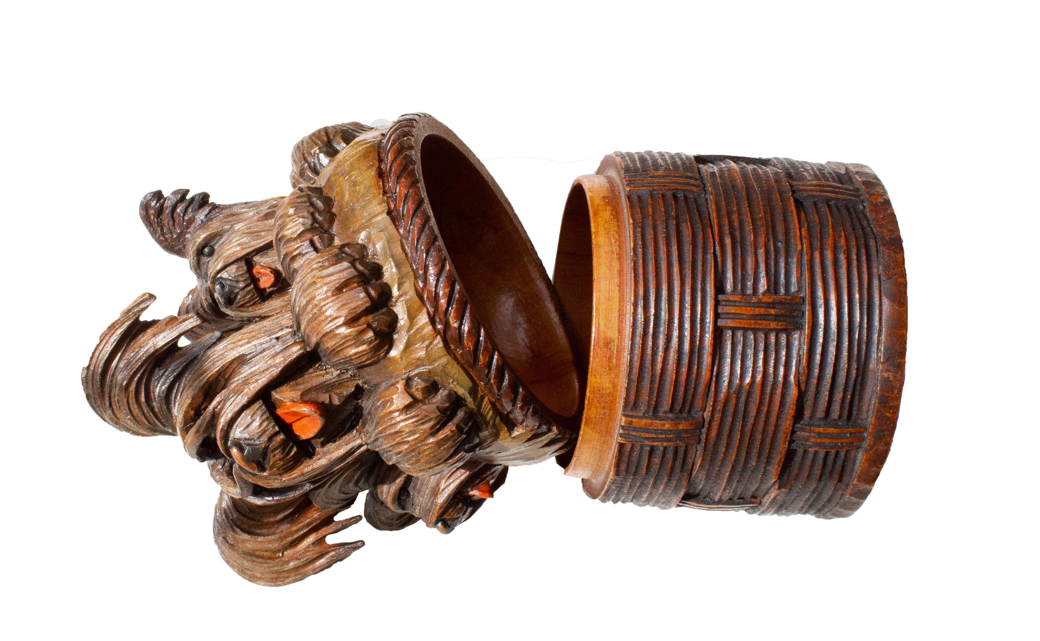 Irresistible Charm – Three Terriers in a Hand-Carved Wooden Treat Box For Sale 6
