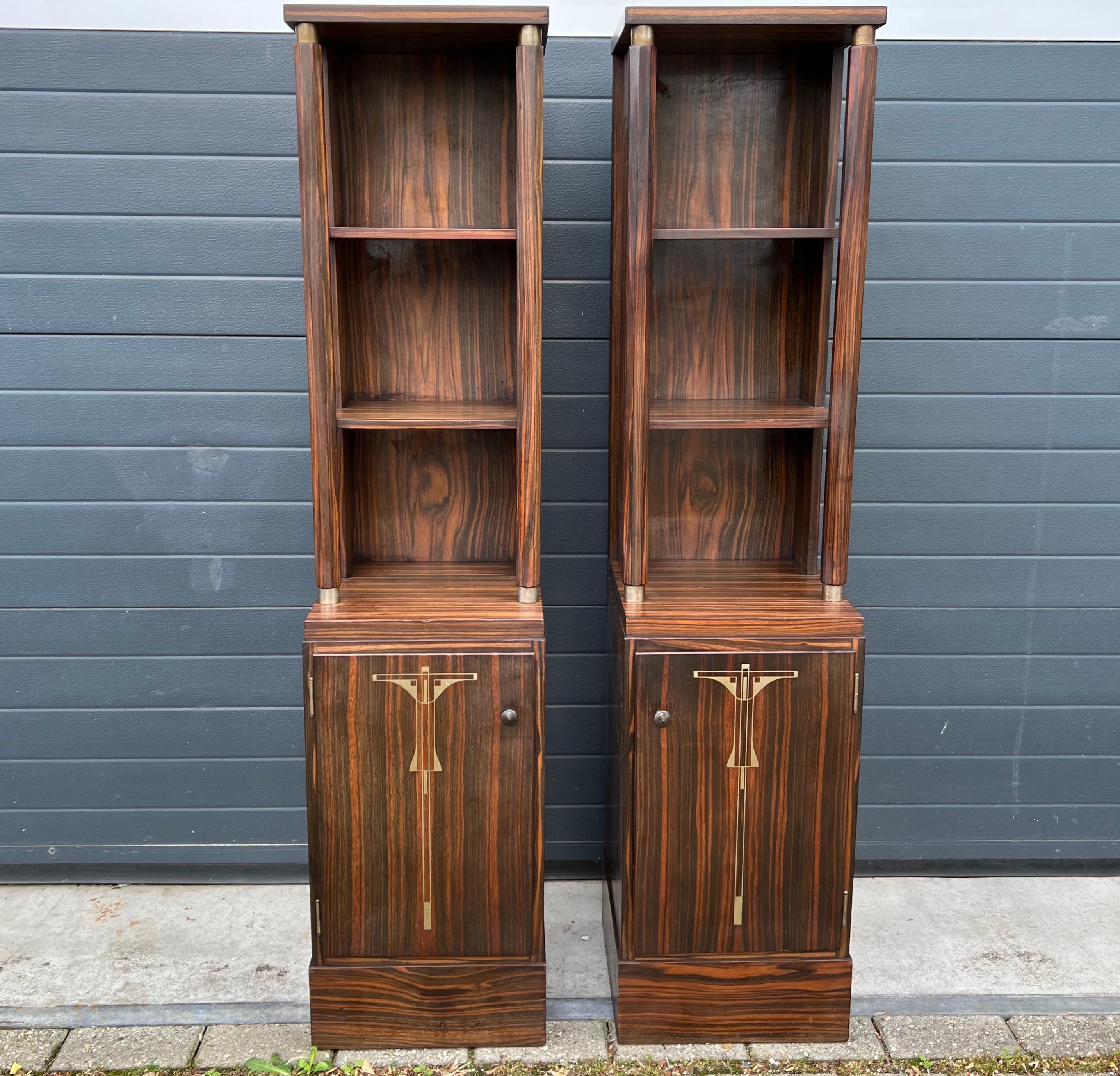 Irresistible Pair Art Deco Austria Vienna Large Bookcase Cabinets or Nightstands For Sale 11