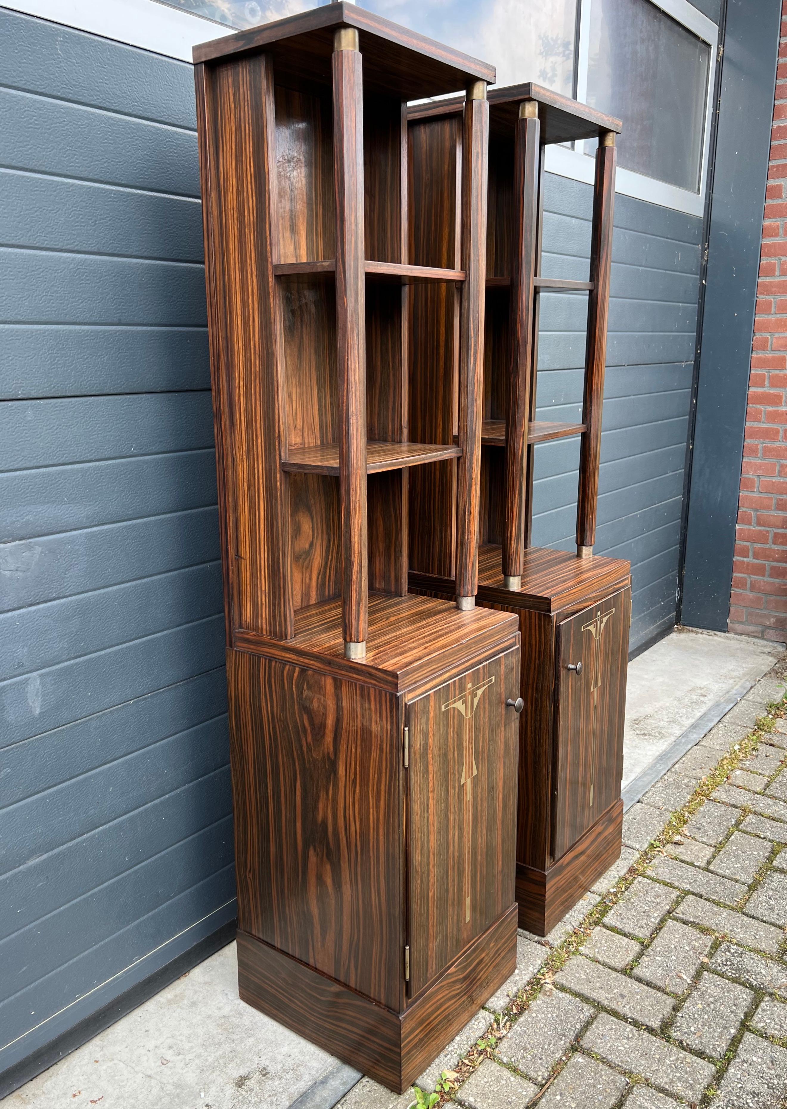 Vienna Secession Irresistible Pair Art Deco Austria Vienna Large Bookcase Cabinets or Nightstands For Sale