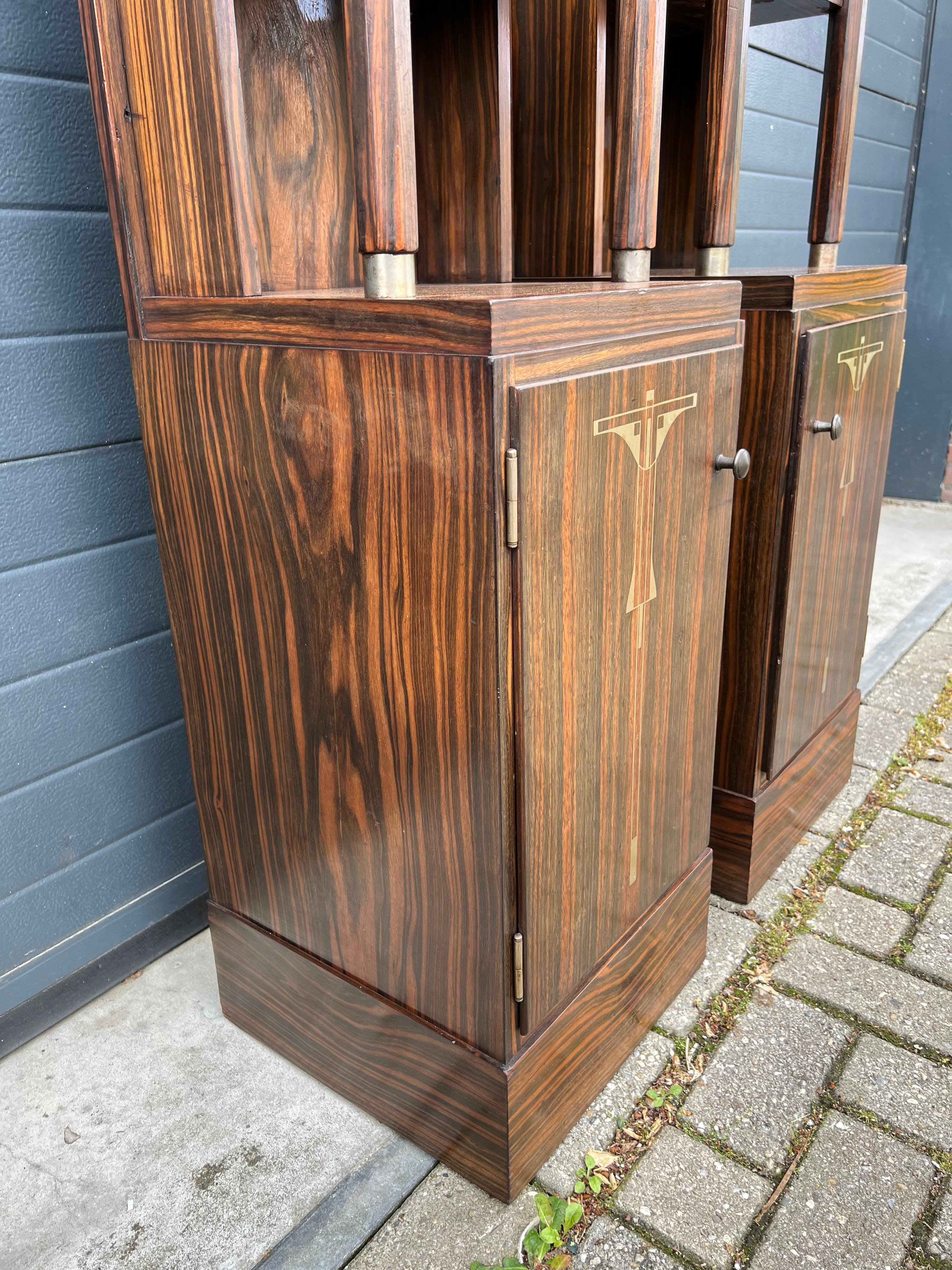English Irresistible Pair Art Deco Austria Vienna Large Bookcase Cabinets or Nightstands For Sale