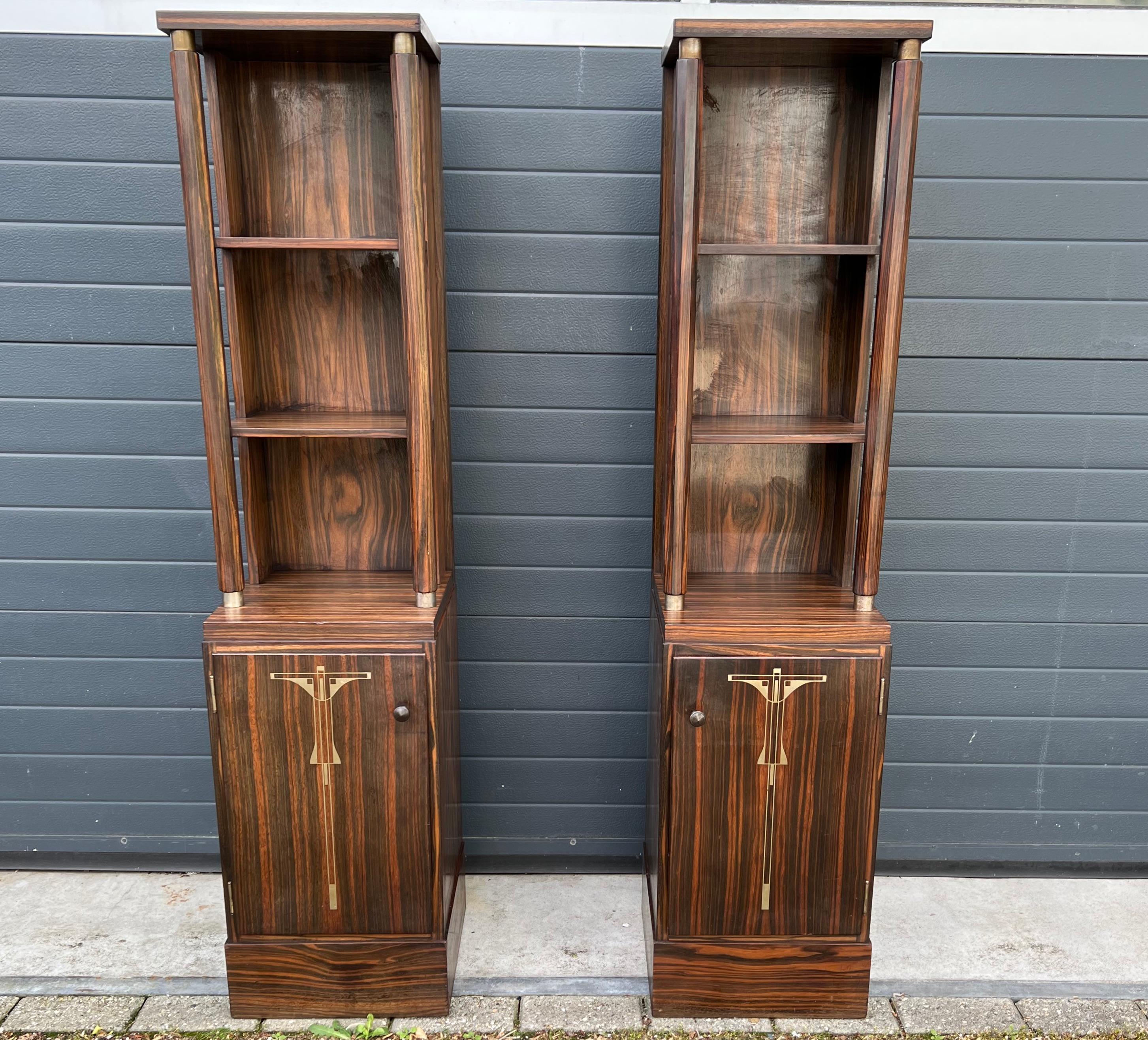 Irresistible Pair Art Deco Austria Vienna Large Bookcase Cabinets or Nightstands In Good Condition For Sale In Lisse, NL
