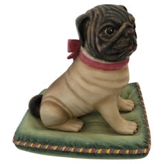 Irresistible Pug on a Pillow Vintage Tabletop Sculpture