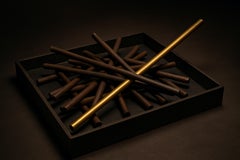 Irreversível Contemporary Sculpture, Wood & Steel, Metallic Sphere, Suspension