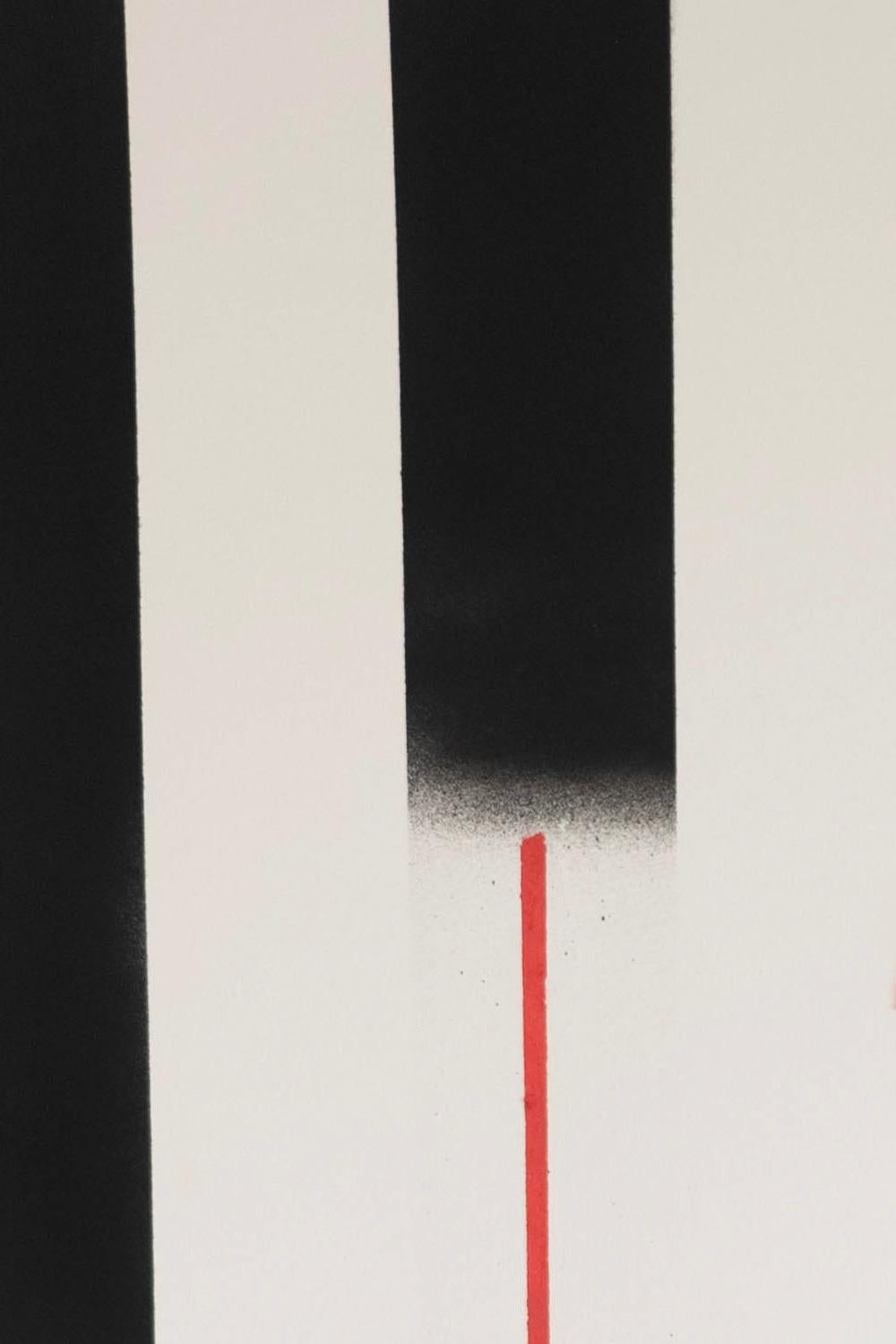 Black Stripe, Acrylic, oil pastel, aerosol, collage on paper, 60 x 84 cm, 2021 - Art by IRSKIY 