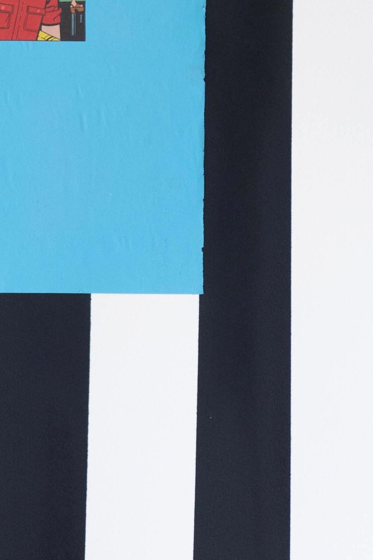 Black Stripe, Acrylic, oil pastel, aerosol, collage on paper, 60 x 84 cm, 2021 For Sale 2