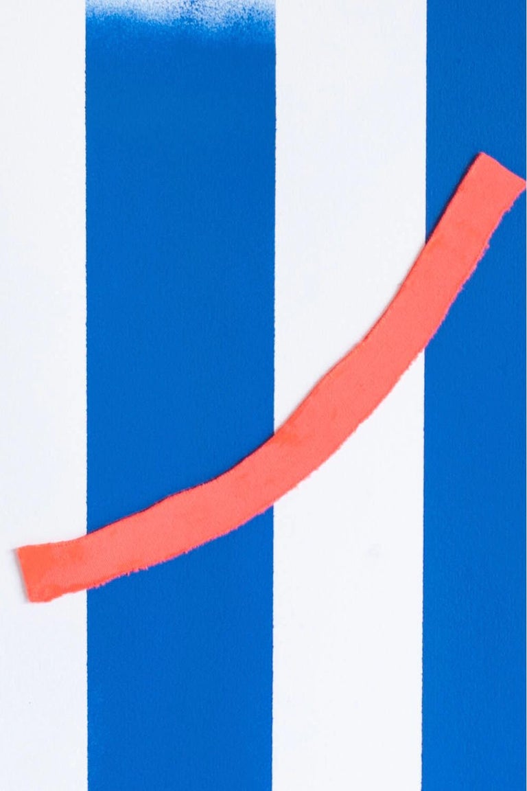 Blue Stripe, Acrylic, oil pastel, aerosol, collage on paper, 60 x 84 cm, 2021 - Pop Art Mixed Media Art by IRSKIY 